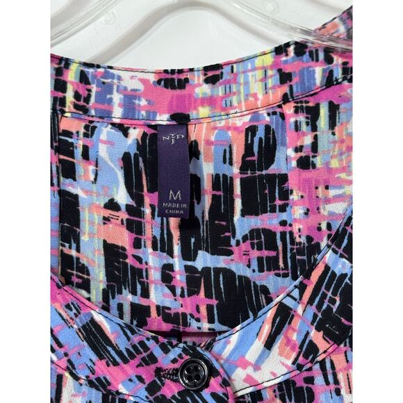 NYDJ 3/4 Sleeve Printed Pintucked Back Blouse Multicolor Stained Glass Print Med - Picture 10 of 10